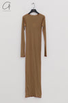 BASERANGE 24 Autumn/Winter Veined Long Sleeve Dress Portugal BAS-DRVL-RB-AU24-FCZ DRVL-RB Emerald Brown